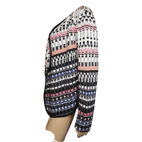 Stylish Women's Multicolor Open-Front Sweater - Picture 5 of 8